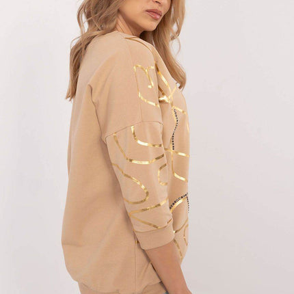3/4 Sleeve Cotton Blouse – Printed Design with Subtle Sparkle - MimiStylez