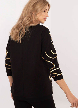 3/4 Sleeve Cotton Blouse – Printed Design with Subtle Sparkle - MimiStylez