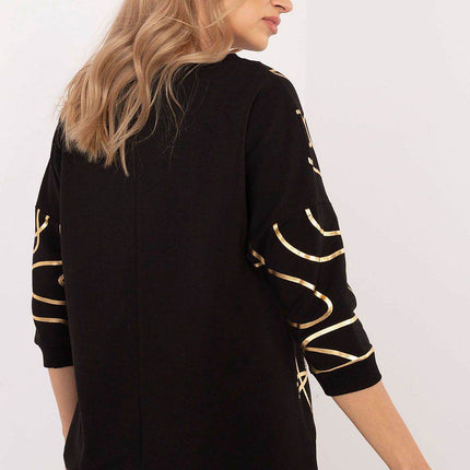 3/4 Sleeve Cotton Blouse – Printed Design with Subtle Sparkle - MimiStylez