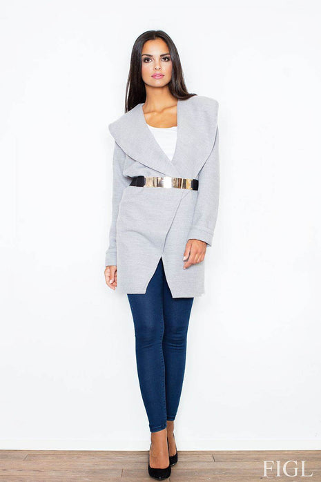 Loose-Fit Knit Coat with Elastic Belt & Turn-Up Collar – Unlined & Modern Style - MimiStylez