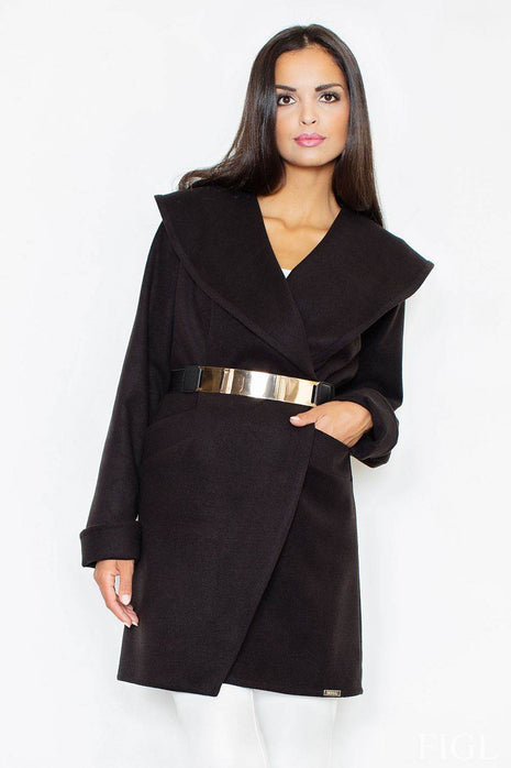 Loose-Fit Knit Coat with Elastic Belt & Turn-Up Collar – Unlined & Modern Style - MimiStylez