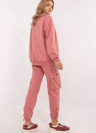 Cotton Tracksuit Set – Chain Accent Sweatshirt & High-Waisted Joggers - MimiStylez