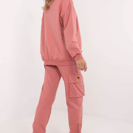 Cotton Tracksuit Set – Chain Accent Sweatshirt & High-Waisted Joggers - MimiStylez