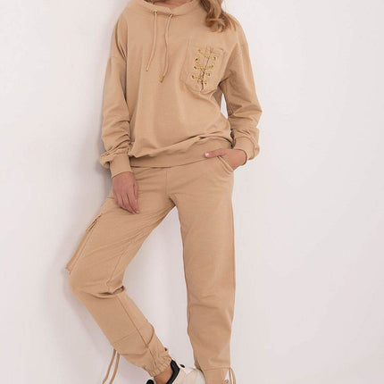 Cotton Tracksuit Set – Chain Accent Sweatshirt & High-Waisted Joggers - MimiStylez