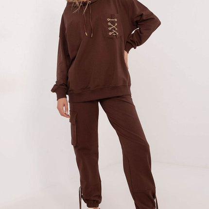 Cotton Tracksuit Set – Chain Accent Sweatshirt & High-Waisted Joggers - MimiStylez