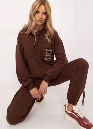 Cotton Tracksuit Set – Chain Accent Sweatshirt & High-Waisted Joggers - MimiStylez