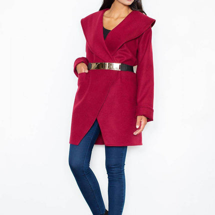 Loose-Fit Knit Coat with Elastic Belt & Turn-Up Collar – Unlined & Modern Style - MimiStylez
