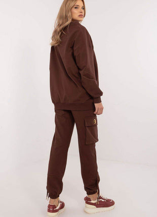 Cotton Tracksuit Set – Chain Accent Sweatshirt & High-Waisted Joggers - MimiStylez
