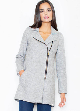 Fitted Short Coat with Asymmetric Zipper & Collar – Lined & Versatile - MimiStylez