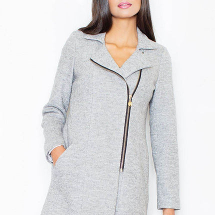 Fitted Short Coat with Asymmetric Zipper & Collar – Lined & Versatile - MimiStylez