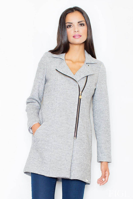 Fitted Short Coat with Asymmetric Zipper & Collar – Lined & Versatile - MimiStylez