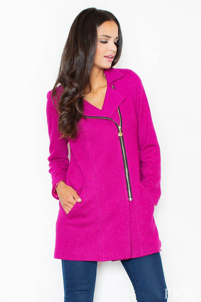 Fitted Short Coat with Asymmetric Zipper & Collar – Lined & Versatile - MimiStylez