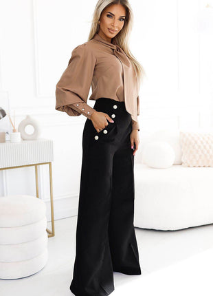 Business Blouse with Neck Tie & Buttoned Cuffs – Elegant & Office-Ready - MimiStylez