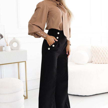 Business Blouse with Neck Tie & Buttoned Cuffs – Elegant & Office-Ready - MimiStylez