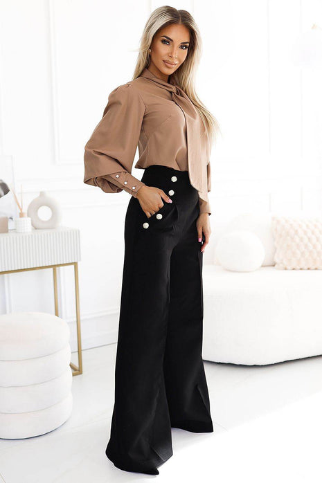 Business Blouse with Neck Tie & Buttoned Cuffs – Elegant & Office-Ready - MimiStylez