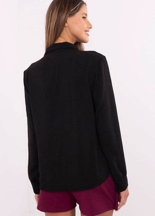 Elegant Women's Shirt with Decorative Bows Hidden Button Placket & Cuffed Sleeves - MimiStylez