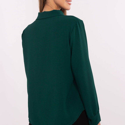 Elegant Women's Shirt with Decorative Bows Hidden Button Placket & Cuffed Sleeves - MimiStylez