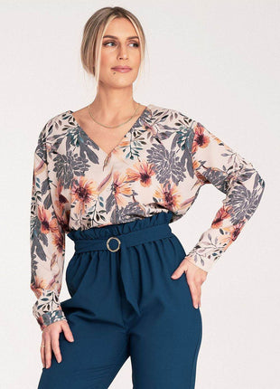 Long-Sleeved Shirt with Press-Stud Fastening & Open Neckline - MimiStylez