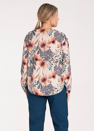 Long-Sleeved Shirt with Press-Stud Fastening & Open Neckline - MimiStylez