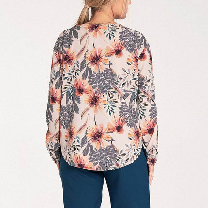 Long-Sleeved Shirt with Press-Stud Fastening & Open Neckline - MimiStylez