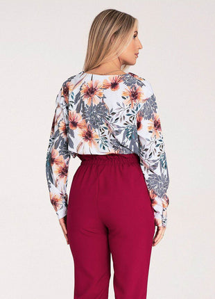 Long-Sleeved Shirt with Press-Stud Fastening & Open Neckline - MimiStylez