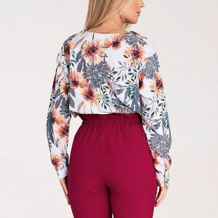 Long-Sleeved Shirt with Press-Stud Fastening & Open Neckline - MimiStylez