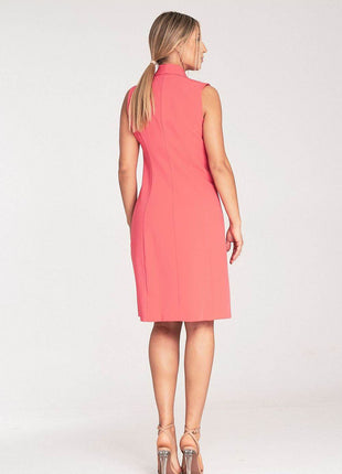 Elegant Sleeveless Midi Dress with Envelope Neckline & Double-Breasted Snaps - MimiStylez