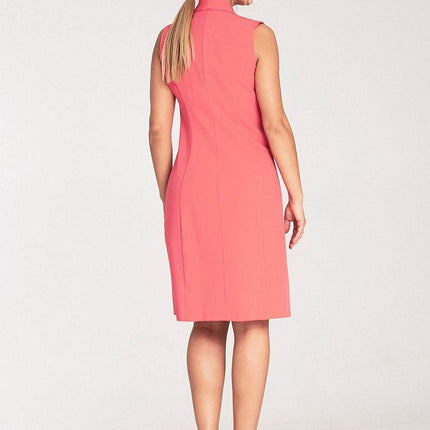 Elegant Sleeveless Midi Dress with Envelope Neckline & Double-Breasted Snaps - MimiStylez