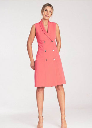 Elegant Sleeveless Midi Dress with Envelope Neckline & Double-Breasted Snaps - MimiStylez