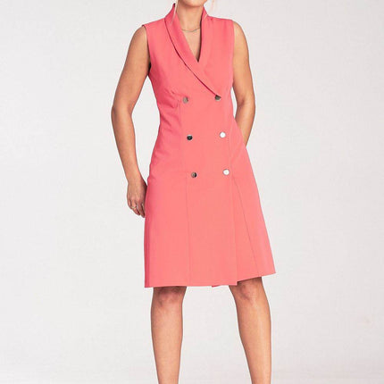 Elegant Sleeveless Midi Dress with Envelope Neckline & Double-Breasted Snaps - MimiStylez
