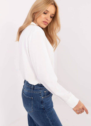 Elegant Women's Shirt with Decorative Bows Hidden Button Placket & Cuffed Sleeves - MimiStylez