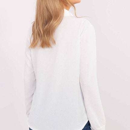 Elegant Women's Shirt with Decorative Bows Hidden Button Placket & Cuffed Sleeves - MimiStylez