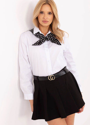 Elegant Cotton Blend Shirt with Removable Scarf - MimiStylez