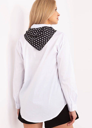 Elegant Cotton Blend Shirt with Removable Scarf - MimiStylez