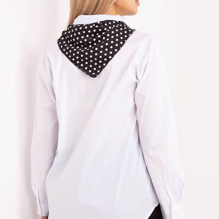 Elegant Cotton Blend Shirt with Removable Scarf - MimiStylez