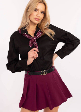 Elegant Cotton Blend Shirt with Removable Scarf - MimiStylez