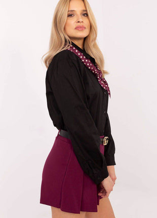 Elegant Cotton Blend Shirt with Removable Scarf - MimiStylez