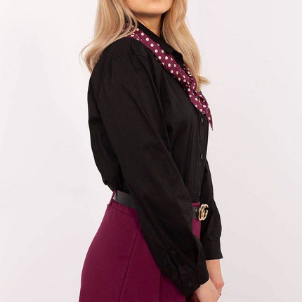 Elegant Cotton Blend Shirt with Removable Scarf - MimiStylez