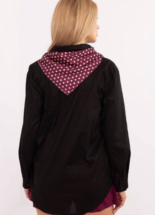 Elegant Cotton Blend Shirt with Removable Scarf - MimiStylez