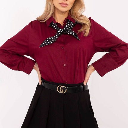 Elegant Cotton Blend Shirt with Removable Scarf - MimiStylez