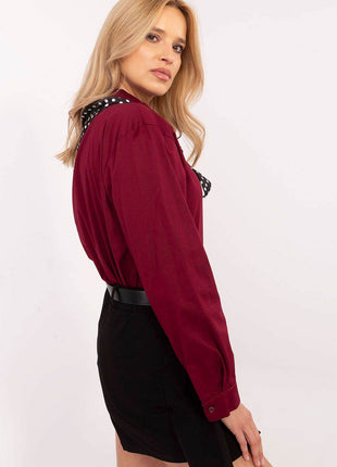 Elegant Cotton Blend Shirt with Removable Scarf - MimiStylez