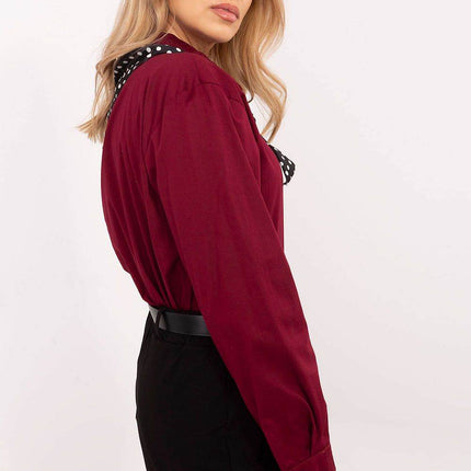 Elegant Cotton Blend Shirt with Removable Scarf - MimiStylez