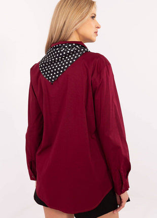 Elegant Cotton Blend Shirt with Removable Scarf - MimiStylez