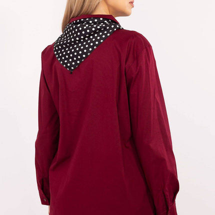 Elegant Cotton Blend Shirt with Removable Scarf - MimiStylez