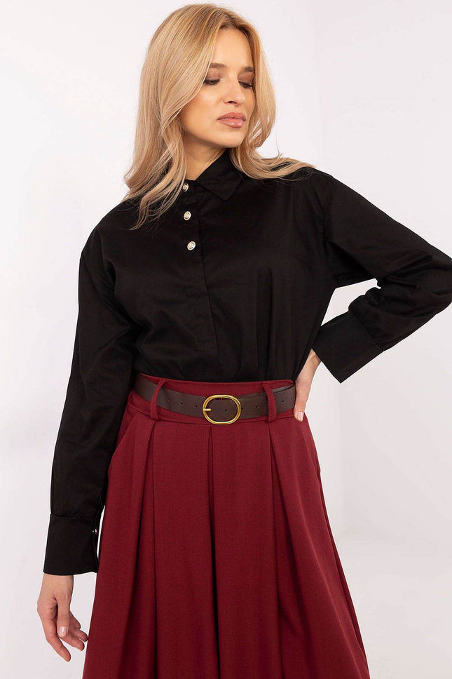 Classic Cotton Shirt with Decorative Front Buttons - MimiStylez