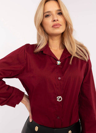 Elegant Cotton Shirt with Detachable Brooches - MimiStylez