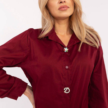 Elegant Cotton Shirt with Detachable Brooches - MimiStylez