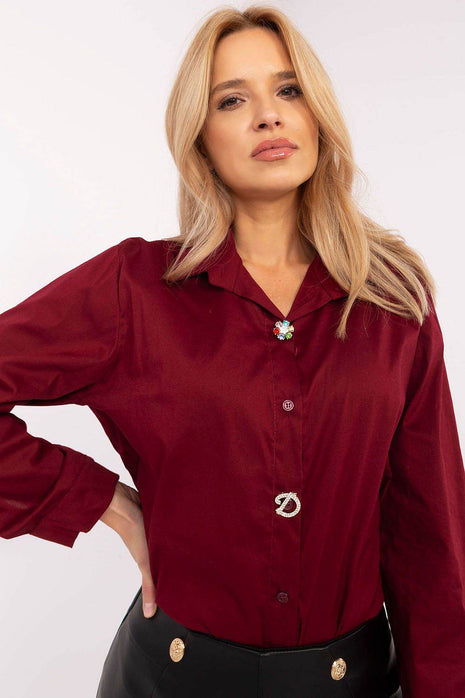 Elegant Cotton Shirt with Detachable Brooches - MimiStylez