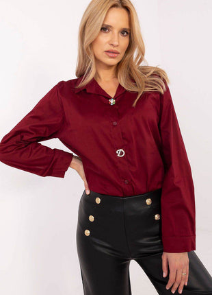 Elegant Cotton Shirt with Detachable Brooches - MimiStylez