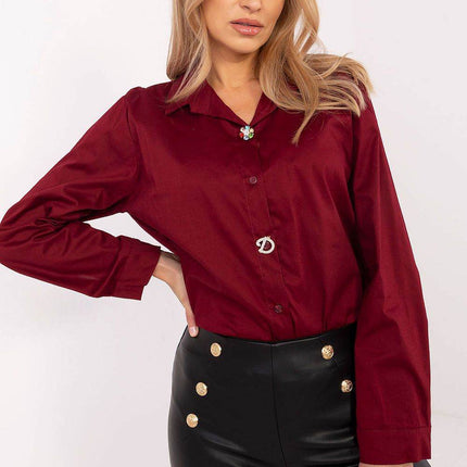 Elegant Cotton Shirt with Detachable Brooches - MimiStylez